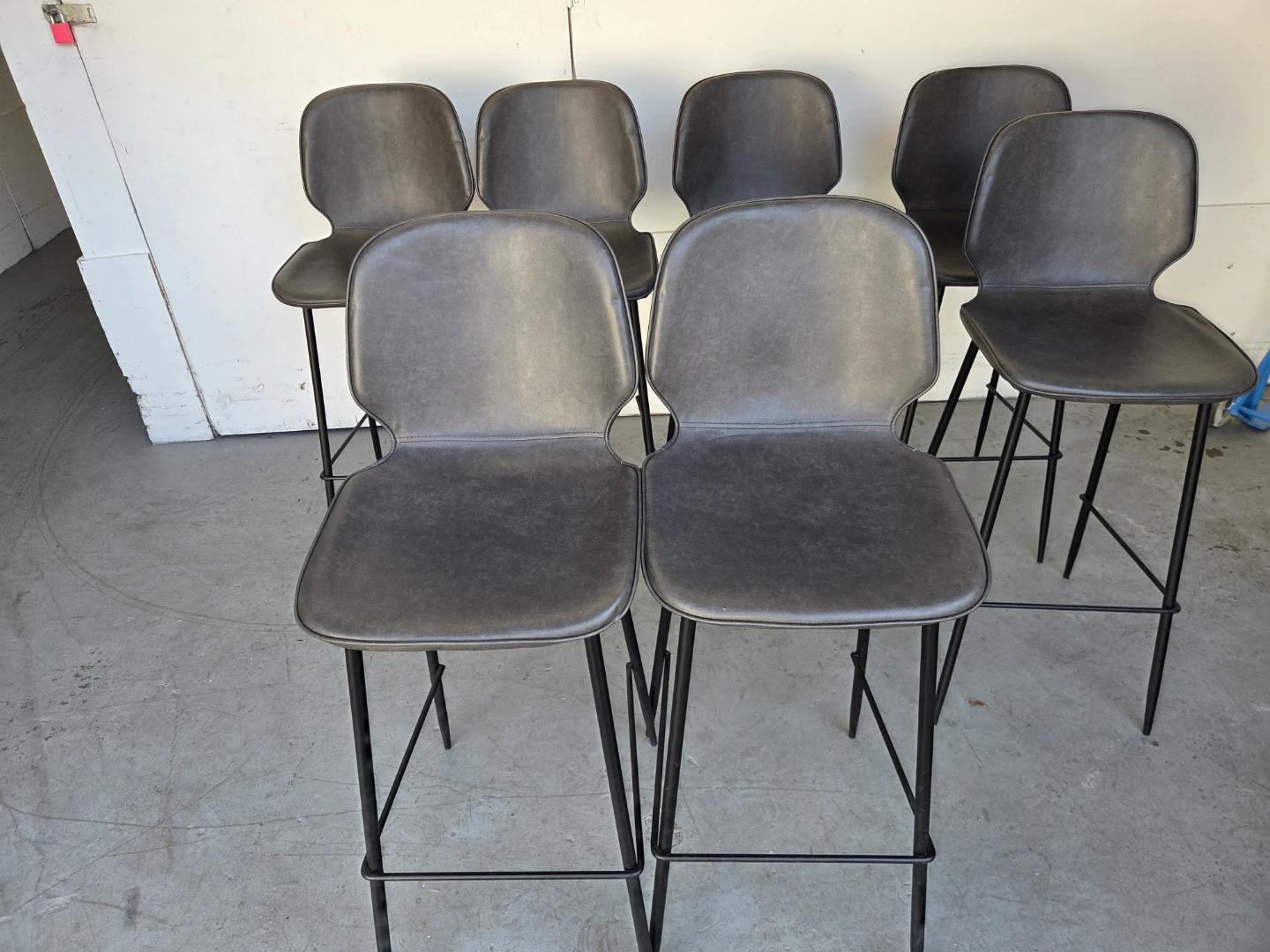Set of 7 Modern Dark Grey Bar Stools