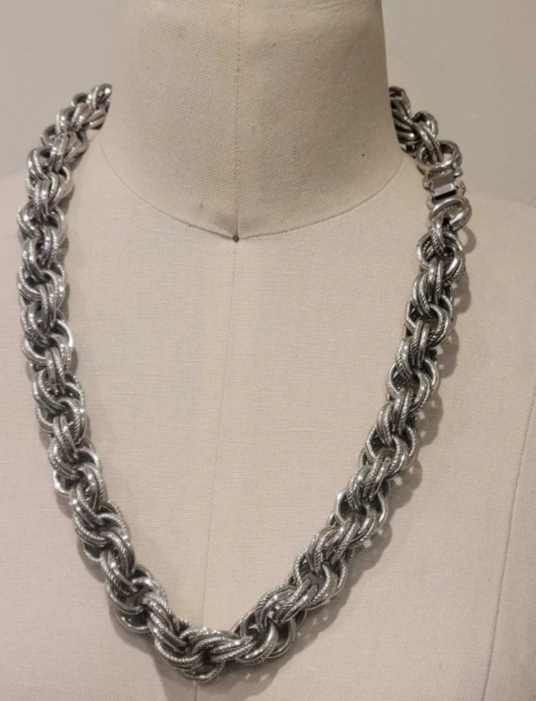 Silver-Tone Heavy Link Statement Necklace