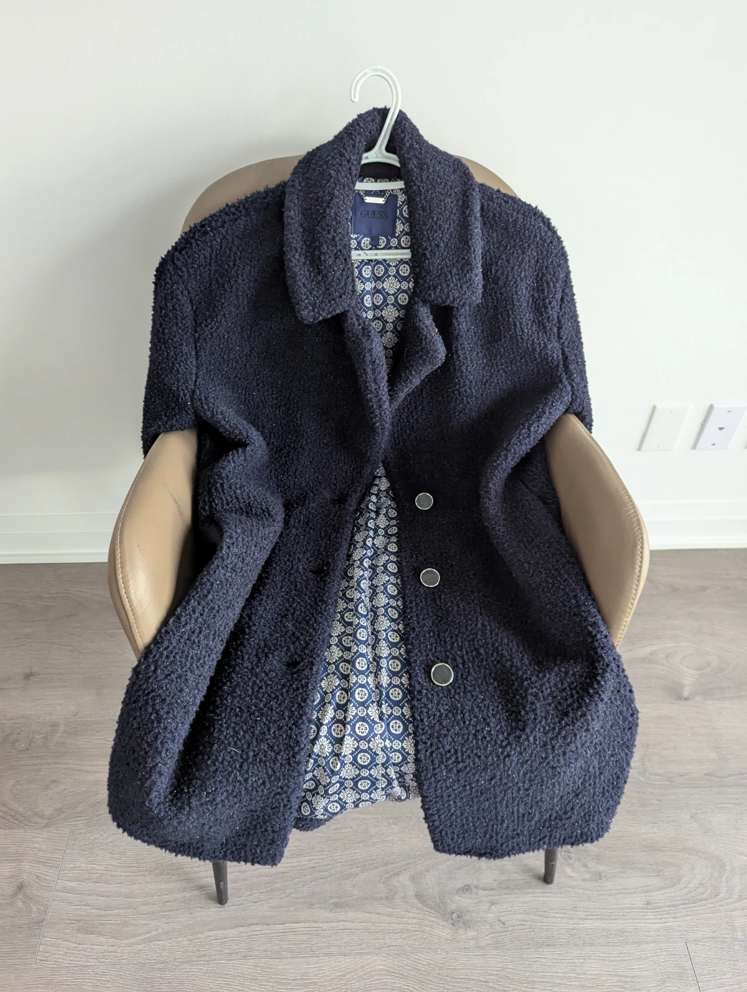GUESS Navy Blue Sparkle  Very Soft Teddy Coat - photo 4