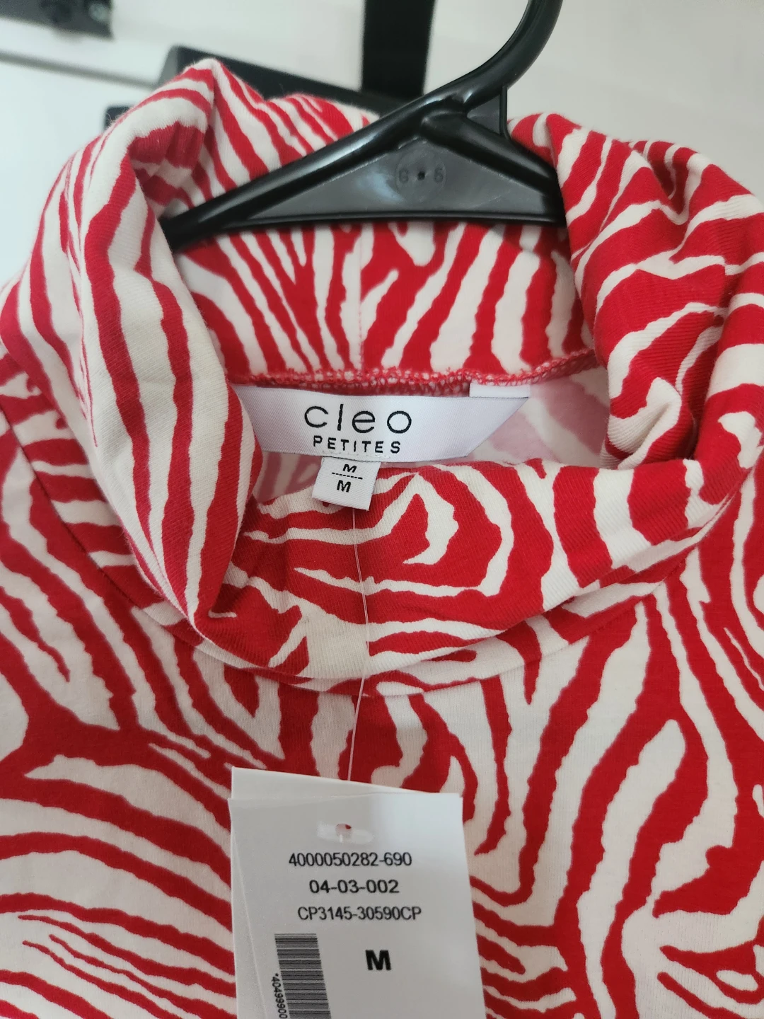 Cleo Red & White Zebra Print Mock Neck Top - photo 3
