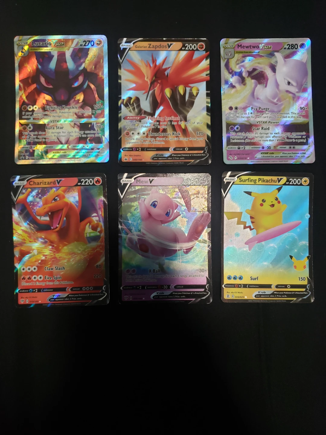 Set of 6 Pokémon V and VSTAR trading cards