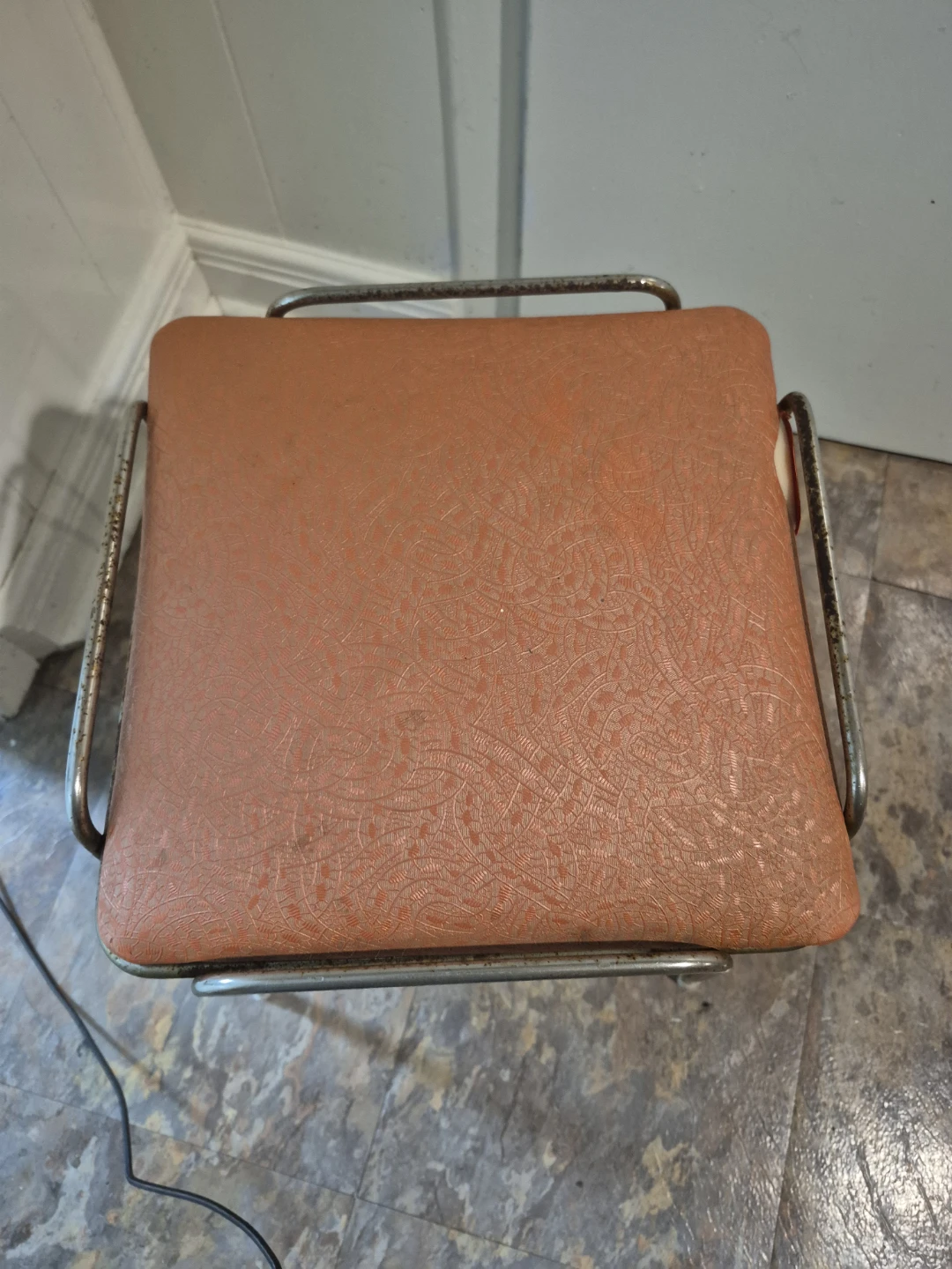 Vintage Mid-Century Modern Metal Stool - photo 2