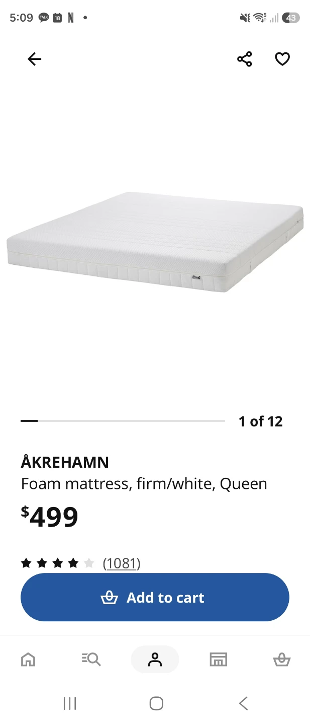 IKEA SLATTUM Queen Bed Frame and ÅKREHAMN Mattress - photo 2