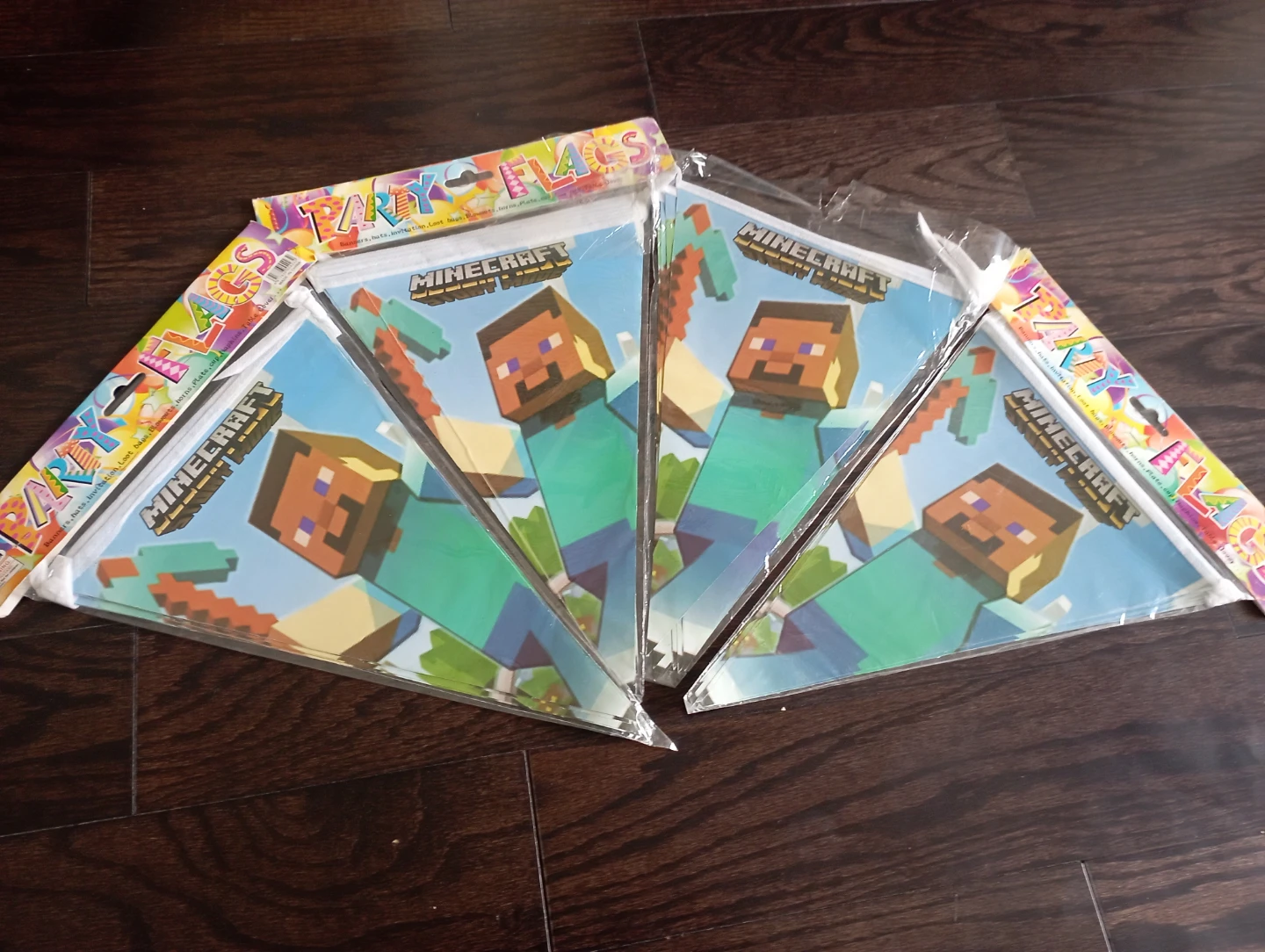Minecraft party flags and table cover