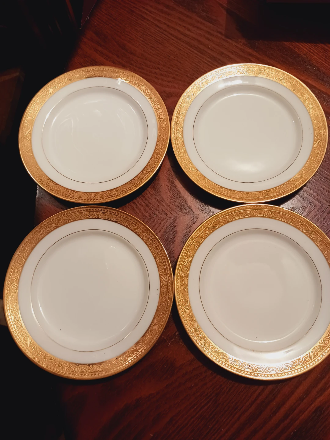 Set of 4 × 22K Gold Trim Fine French Porcelain Plates