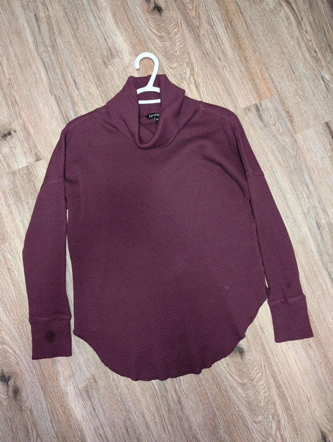George Waffle Knit Turtleneck Sweater - Burgundy