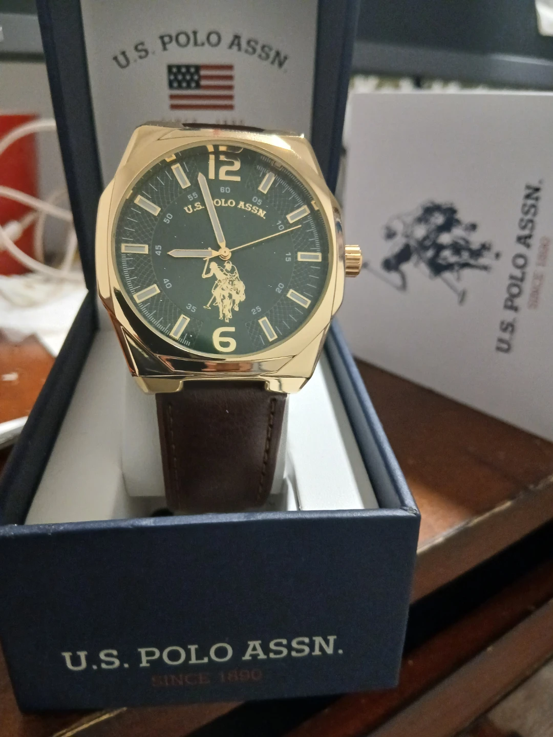 U.S. Polo Assn. Gold-Tone Watch with Brown Strap - photo 2