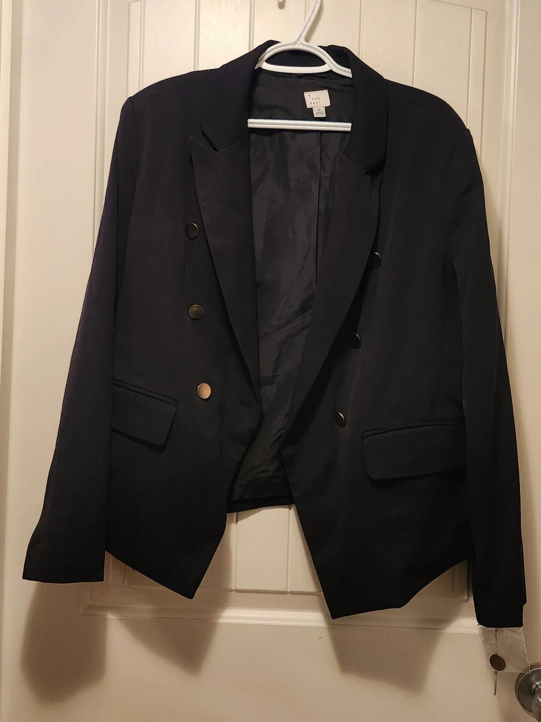 A New Day Black Double-Breasted Blazer Size 16