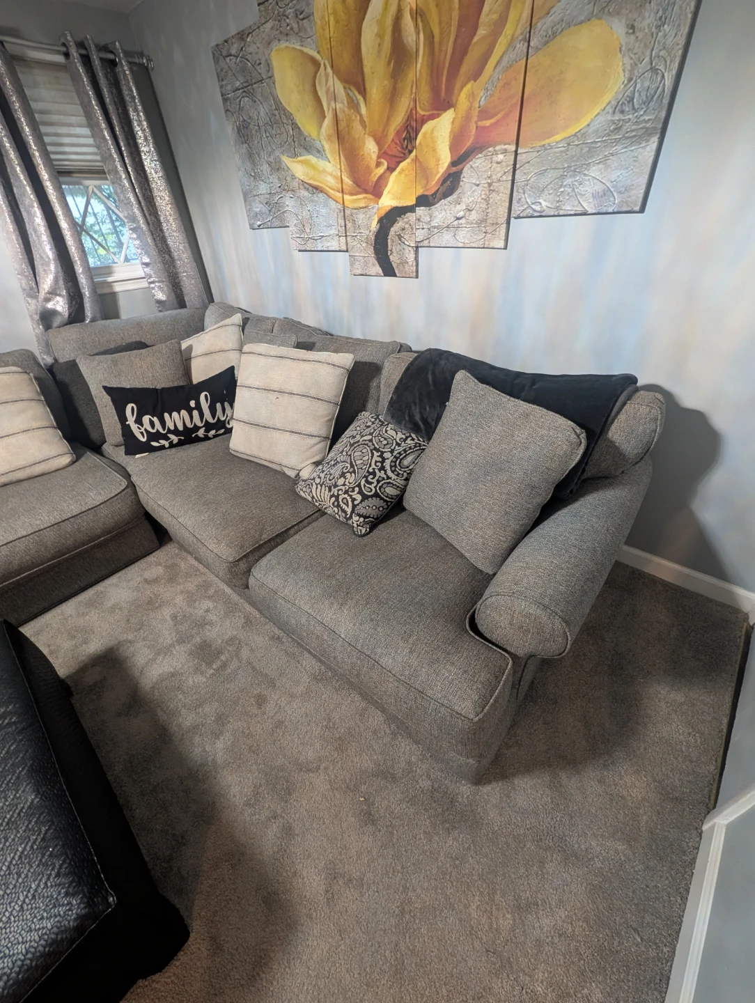 Large Gray Sectional Sofa with Chaise - photo 2