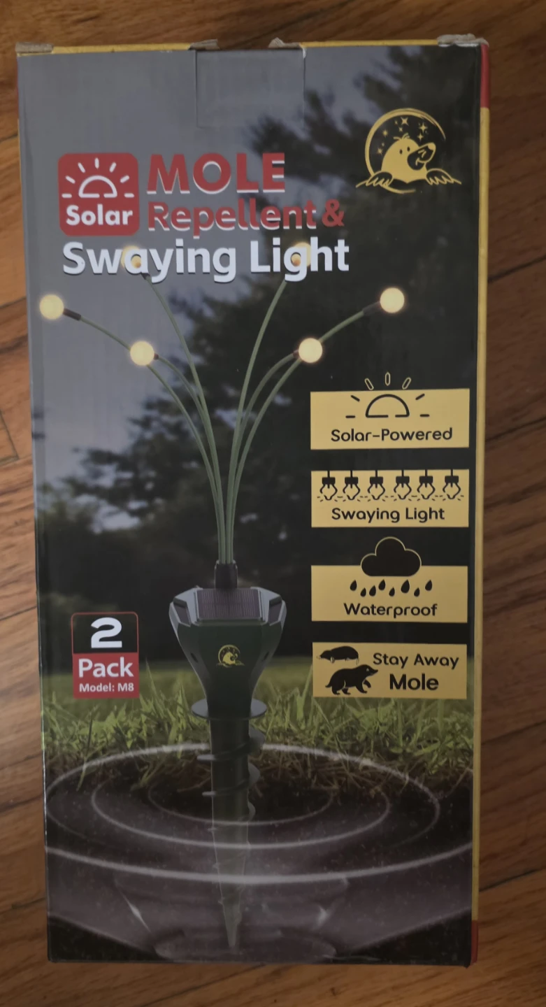 Solar Mole Repellent and Swaying Lights 2-Pack