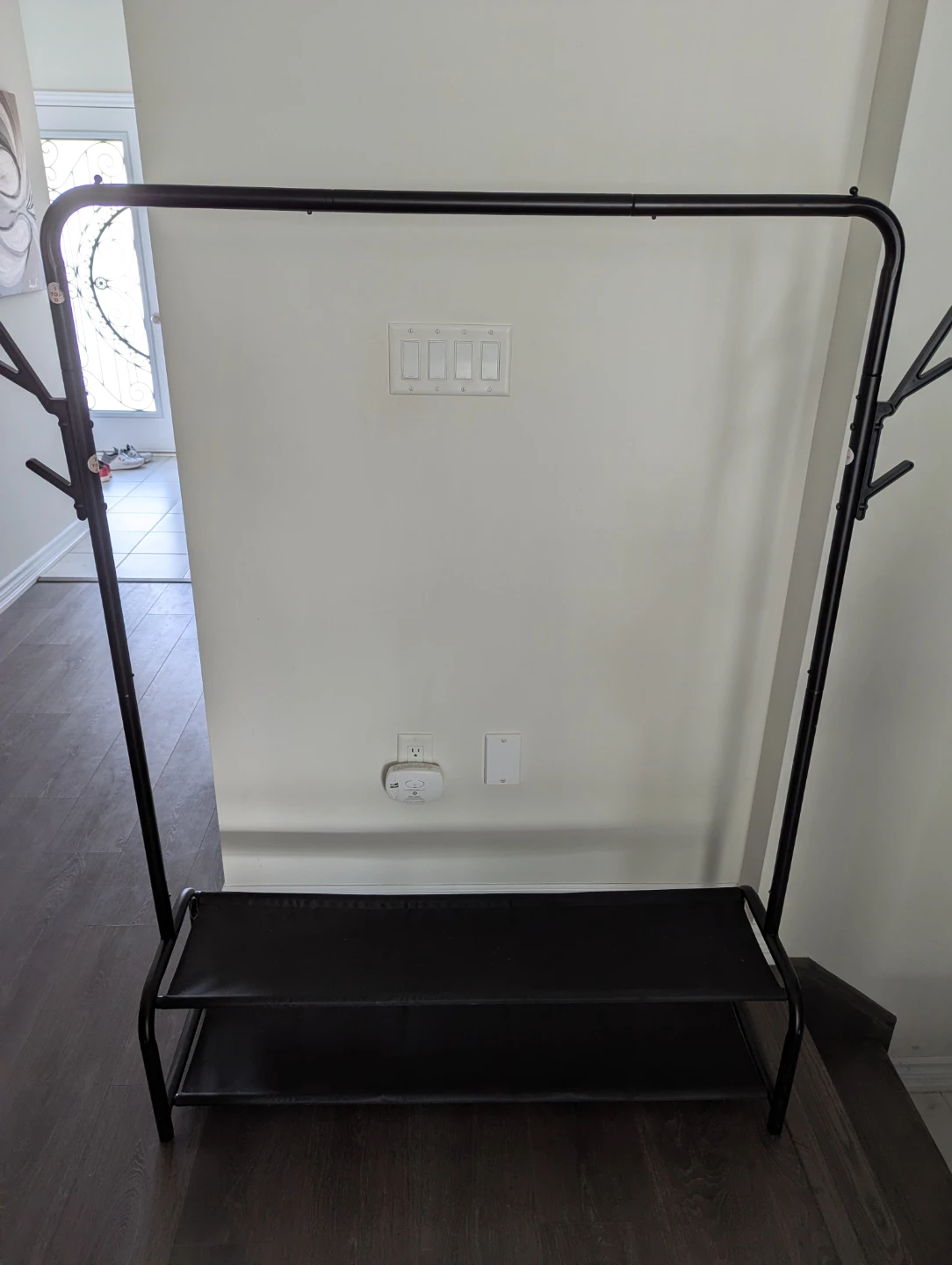Black Metal Clothing Rack with Shoe Shelves