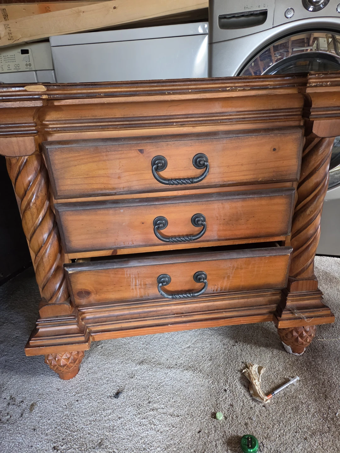 Wooden Three-Drawer Nightstand