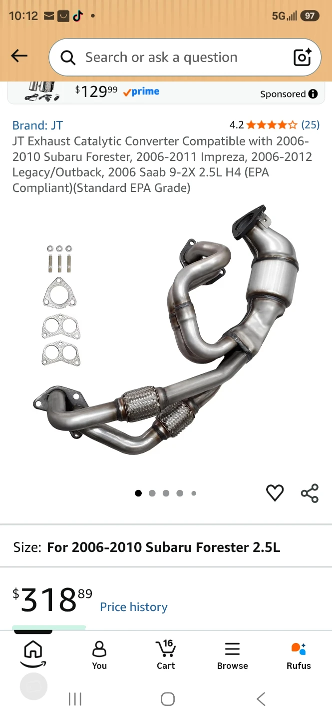 JT Exhaust Catalytic Converter for Subaru 2.5L