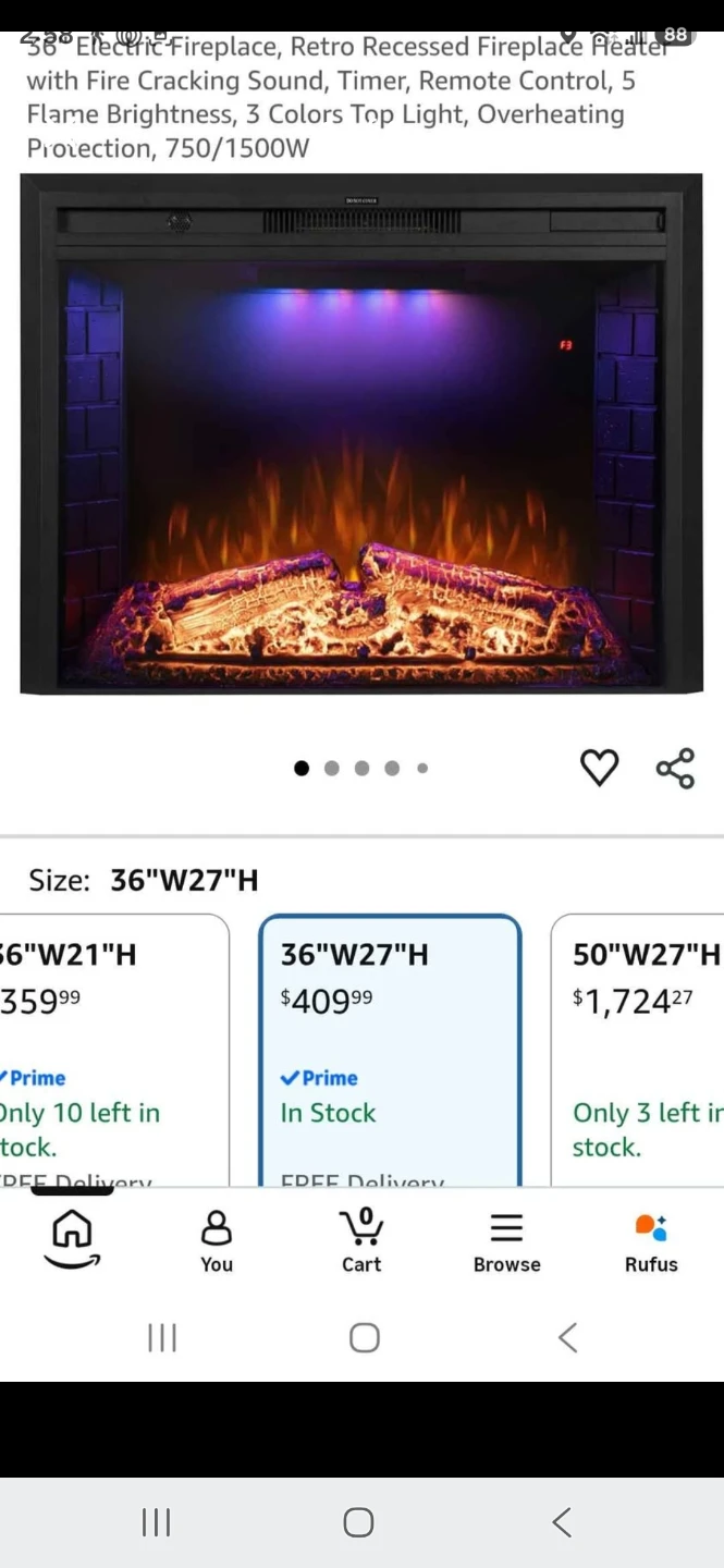 Benrocks 36" Electric Fireplace Heater