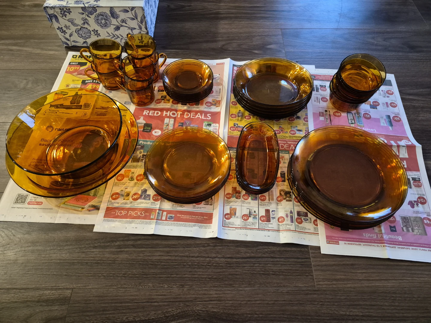 French Duralex Dinnerware 33 pcs Set [Amber Tempered Glass]