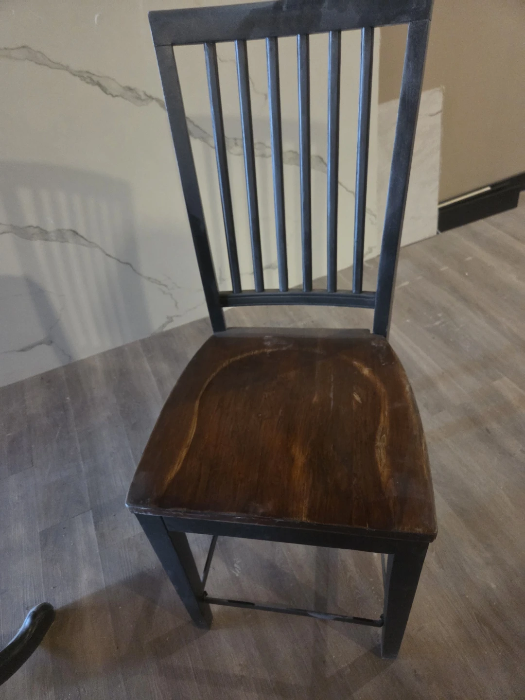 Wooden dining chair with black frame - photo 4