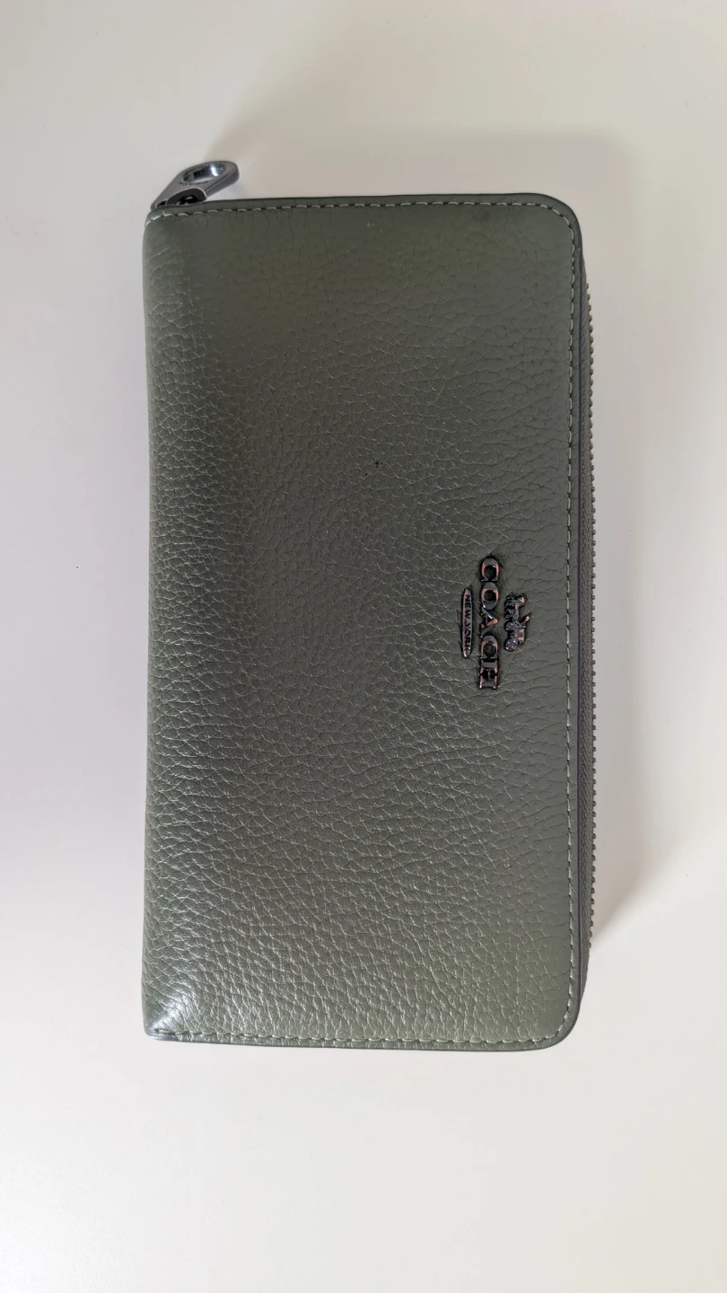 Coach Olive Green Zip-Around Wallet