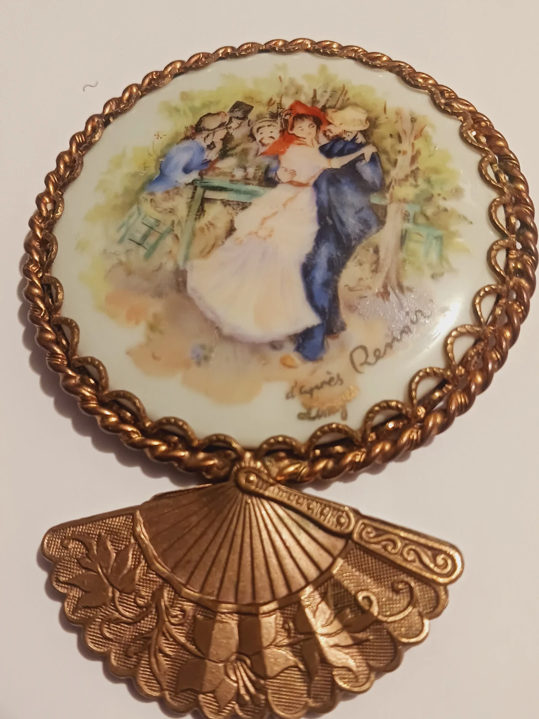 Antique Limoges France Handpainted hand held mirror - photo 2
