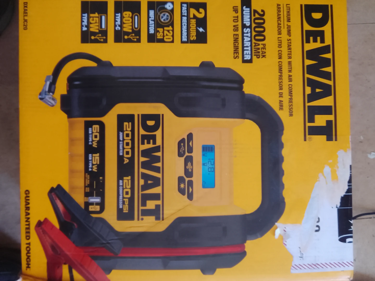 DEWALT 2000A Lithium Jump Starter & Air Compressor
