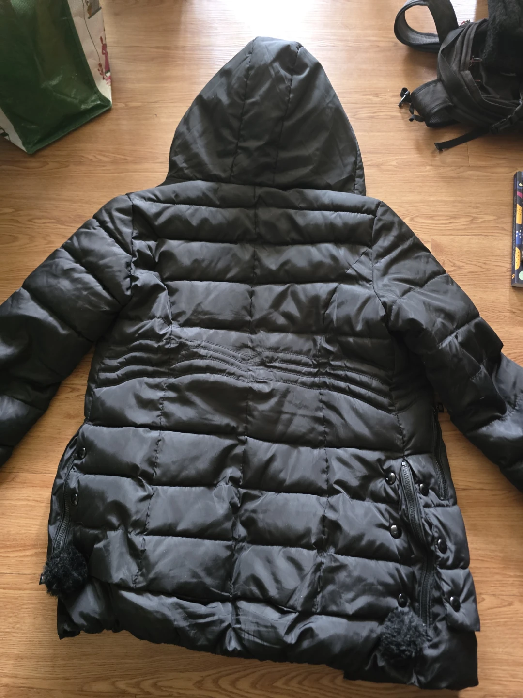 Black Puffer Winter Jacket with Hood - photo 4
