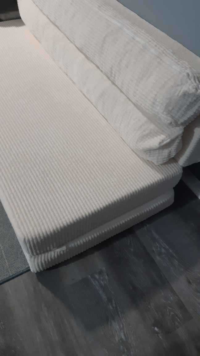 Cream White Corduroy Foldable Floor Sofa - photo 3