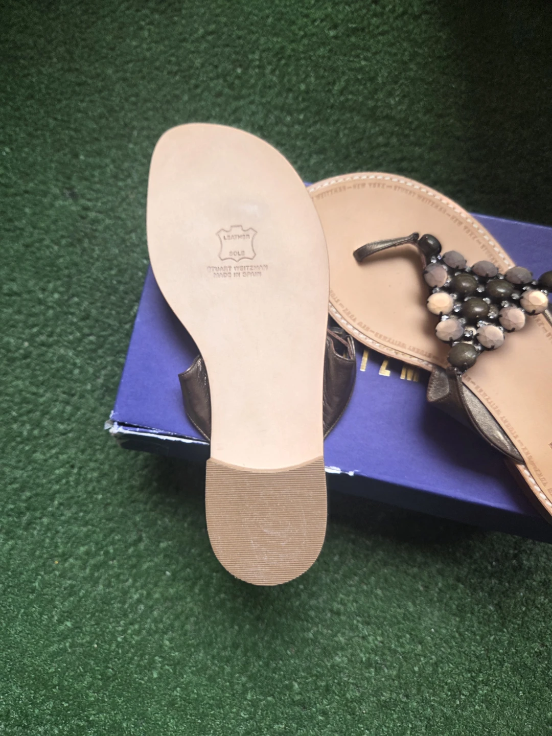 Stuart Weitzman Geegaw Sandals Brass Mordore Size 8B - photo 3