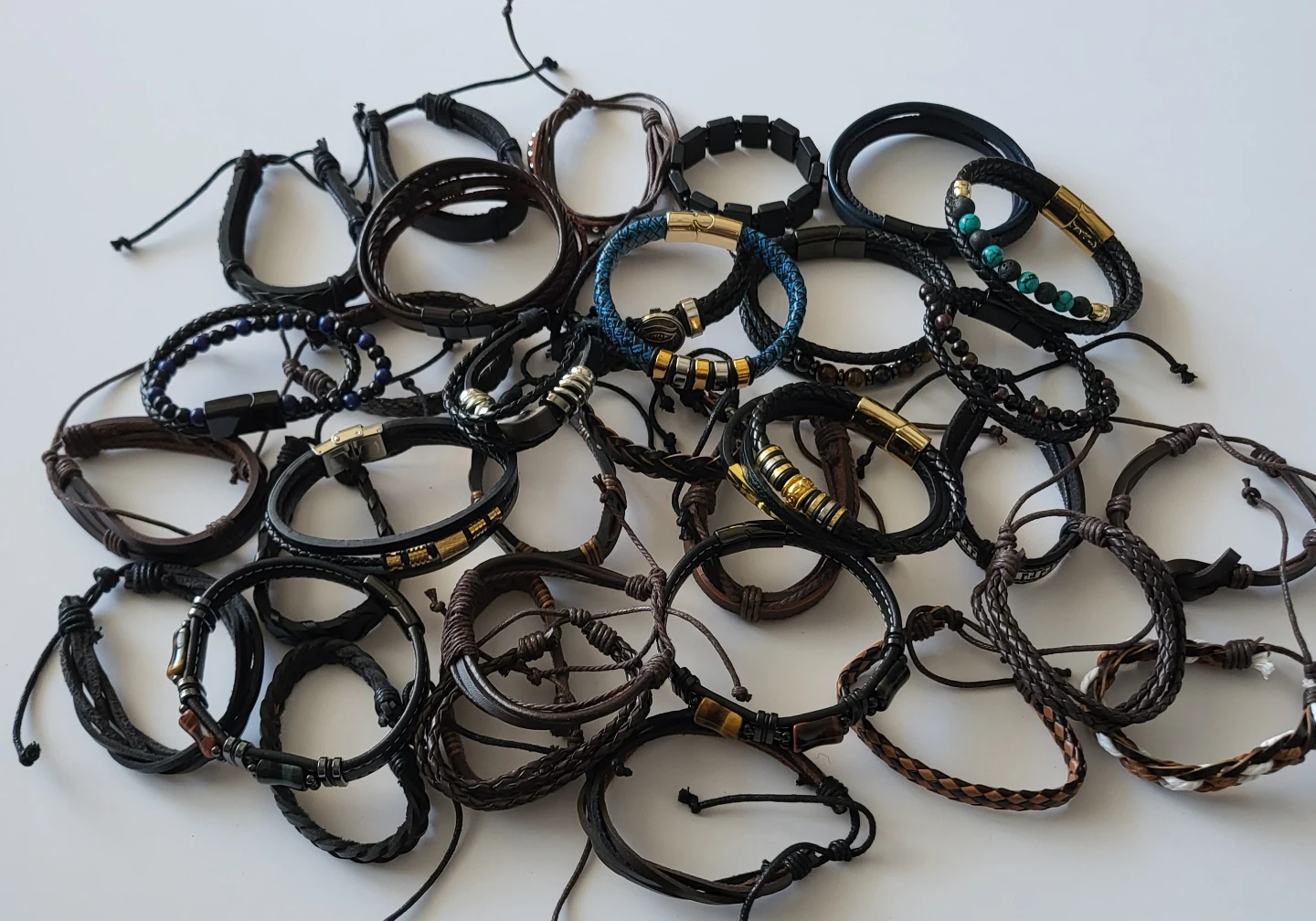 Assorted Mens Braided and Bead Bracelets
