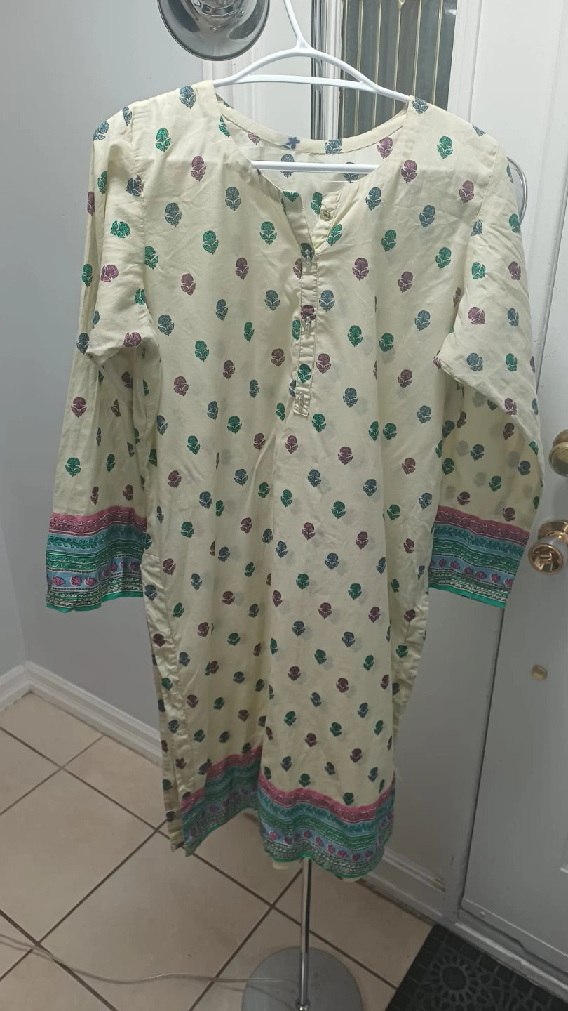 Cream Floral Print Kurti