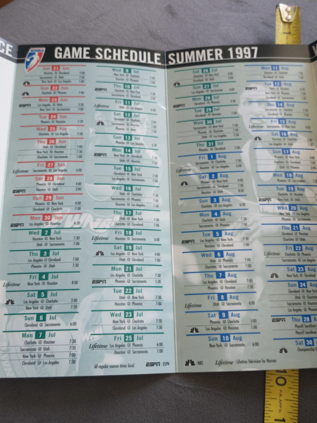 WNBA 1997 Inaugural Season Schedule - photo 4