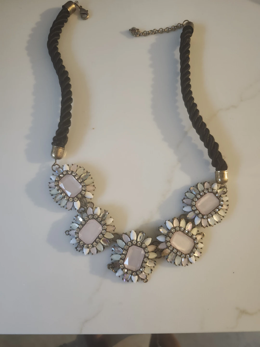 Statement Necklace with Gemstones and Rope Chain