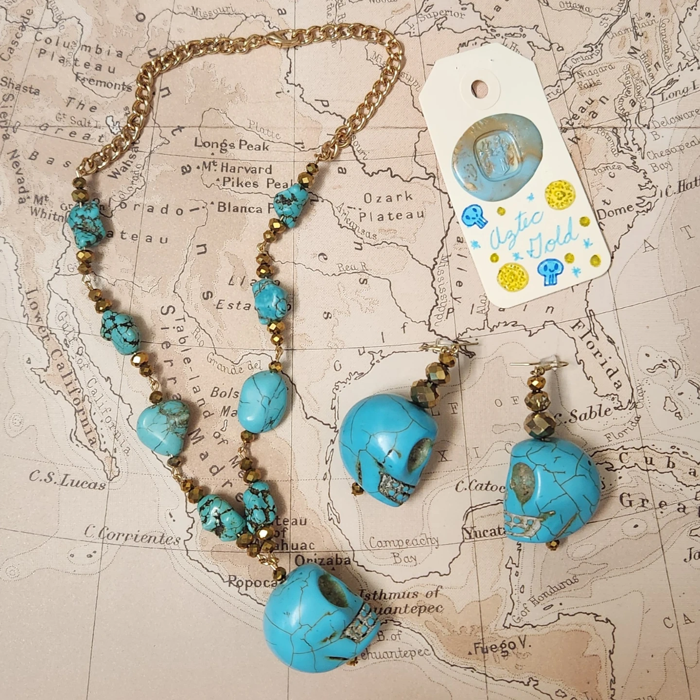 Turquoise Skull Jewellery Set