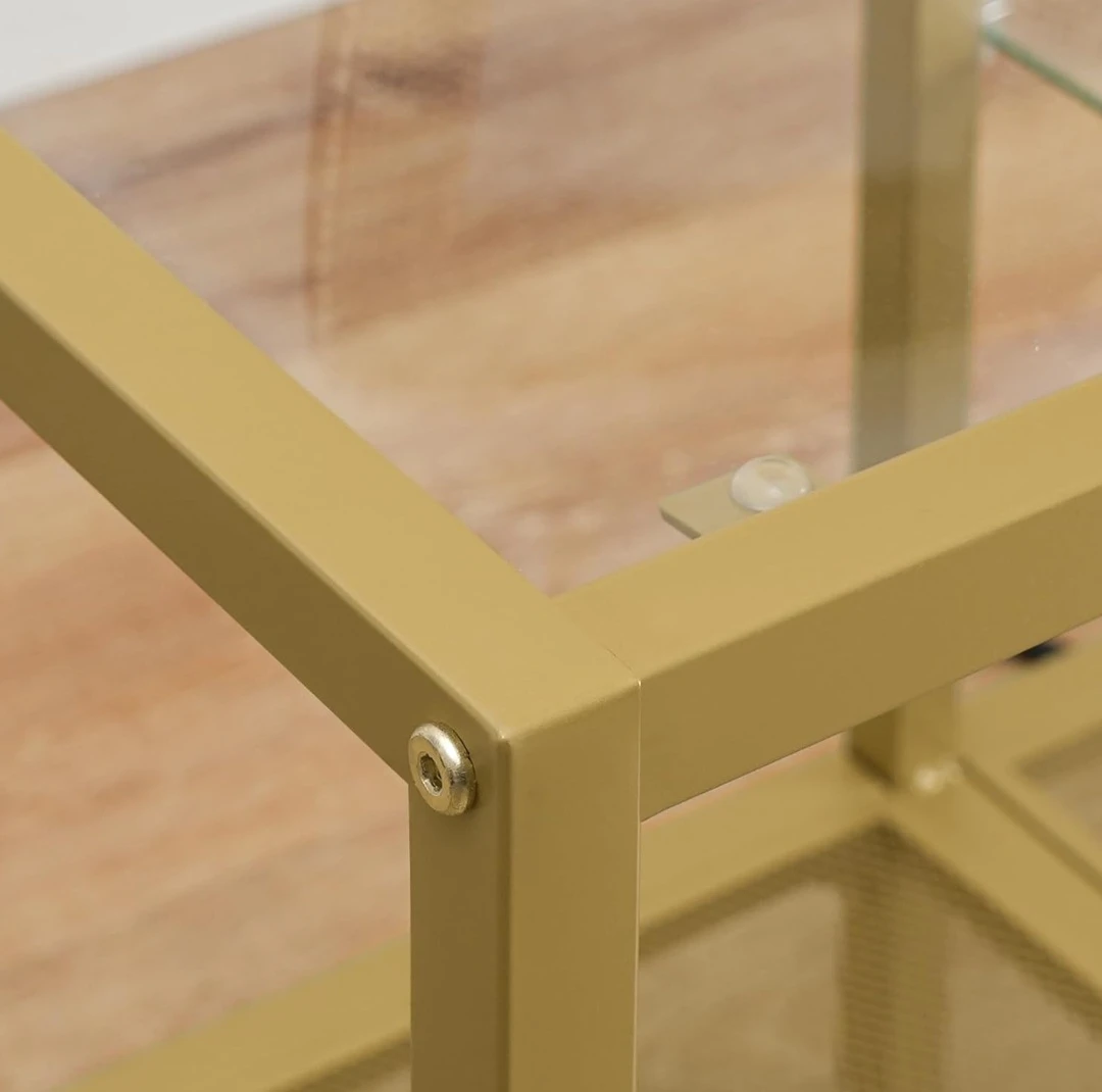 Gold Glass TV stand Table with Charging Station - photo 5