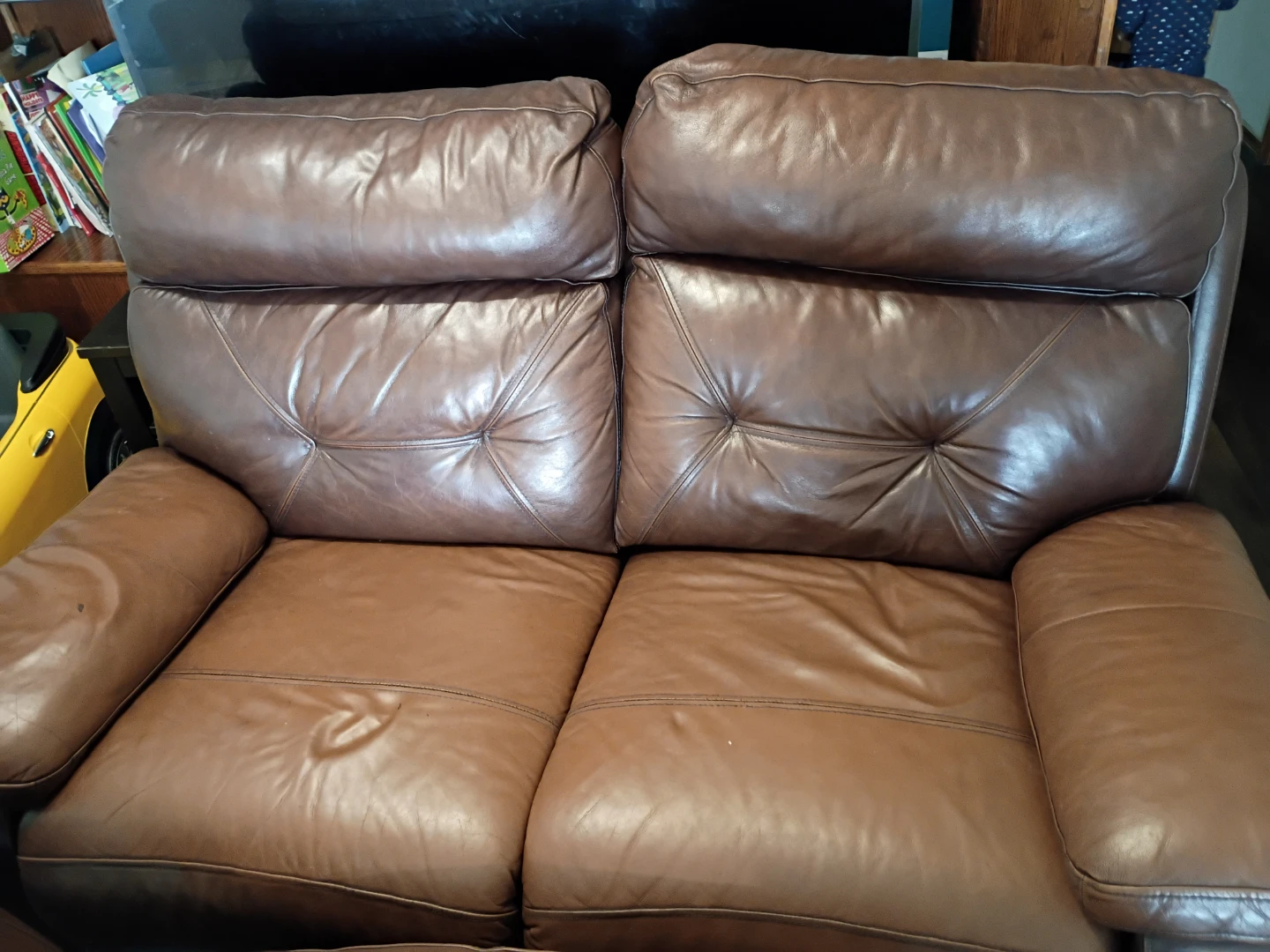 Brown Leather Reclining Sofa Set - photo 3