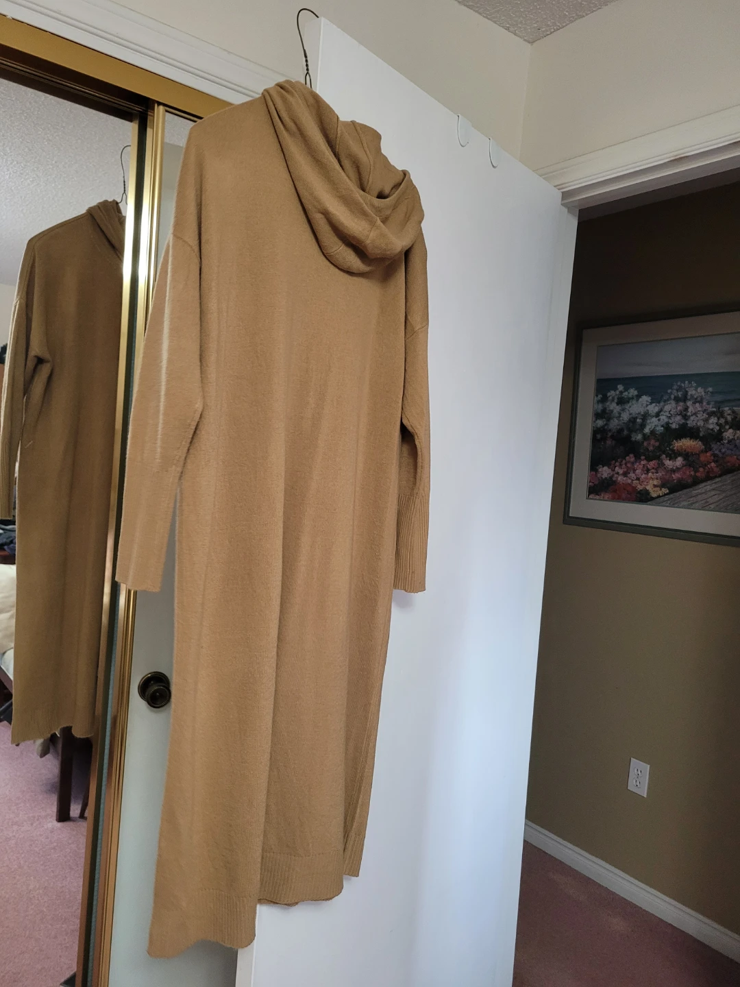 Tan Long-Sleeve Hooded Sweater 🏈Dress
