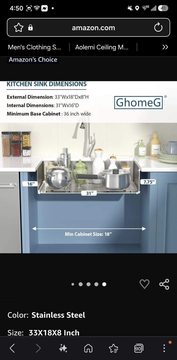 GhomeG 33-inch Undermount Stainless Steel Kitchen Sink - photo 3