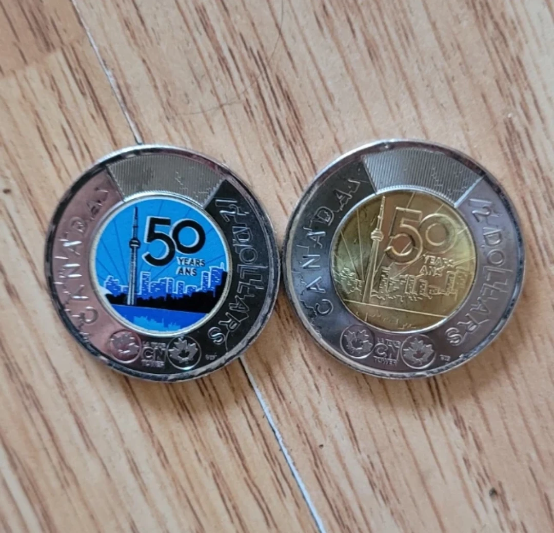 Two 2026 CN Tower 50th Anniversary Toonies