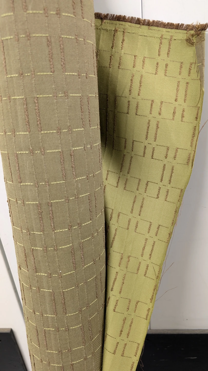 Partial bolt of green & brown upholstery fabric - photo 2
