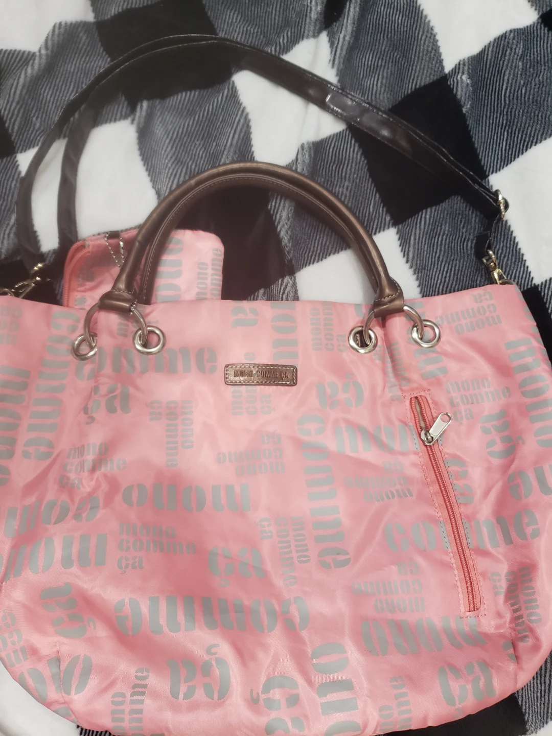 Mono Comme Ça Pink Tote Bag with Matching Pouch
