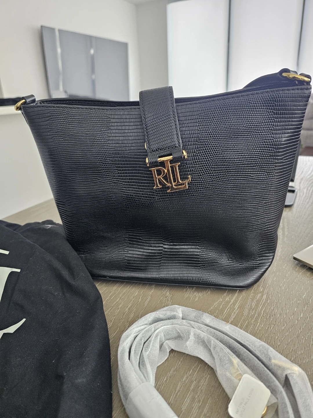 Lauren Ralph Lauren Black Bucket Bag