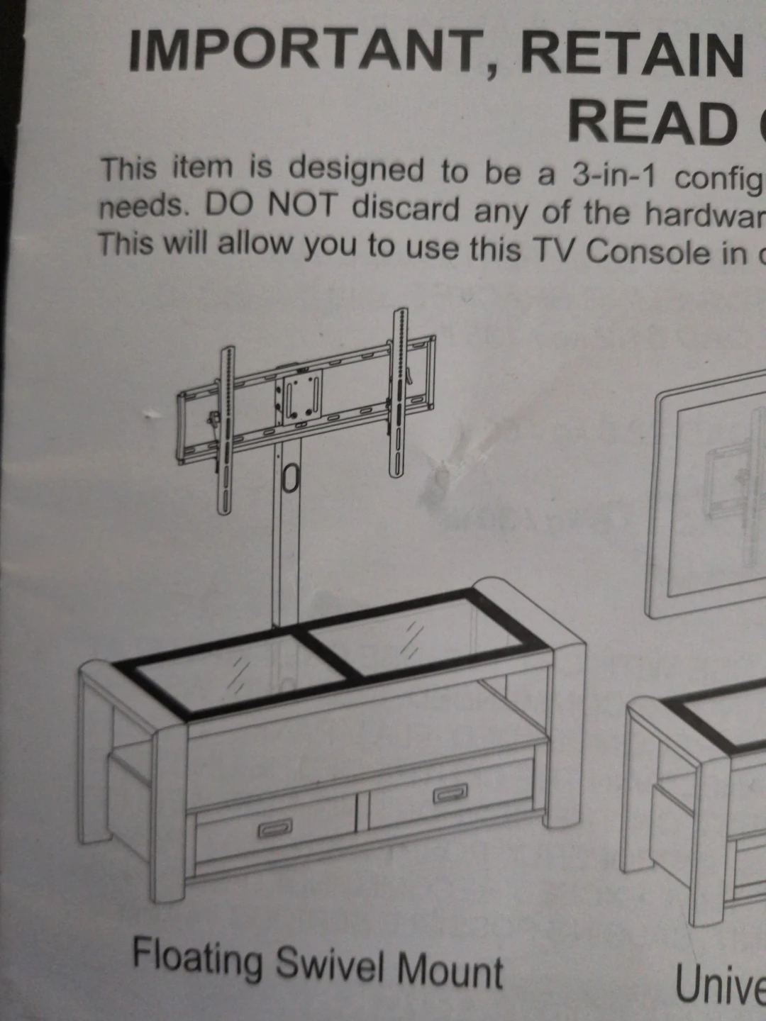Whalen 3-in-1 TV Console with Swivel Mount - photo 5
