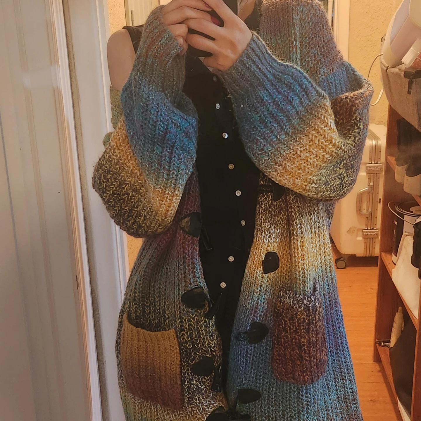 Multi-coloured Knit Long Coat