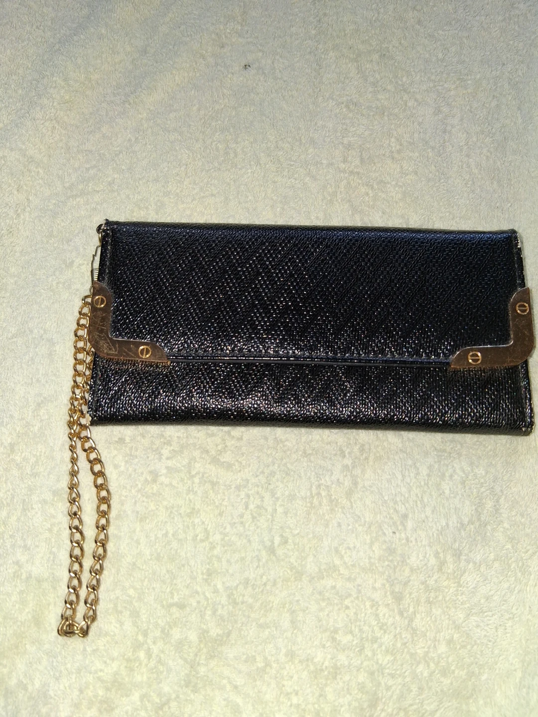 Black Textured Wallet with Chain Strap - photo 3