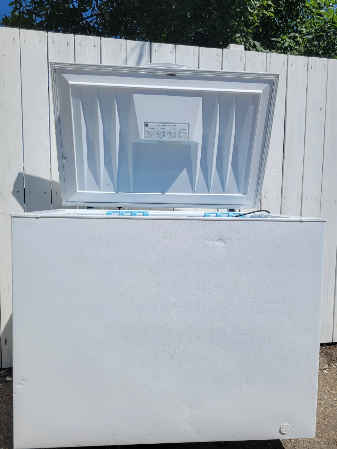 Beautiful Large White Chest Freezer with Blue Baskets