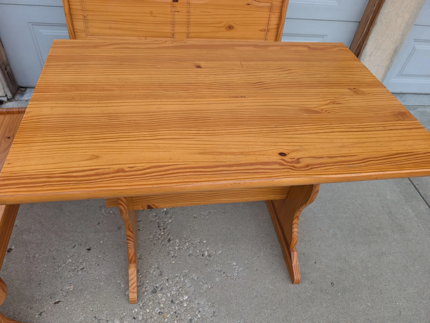 Solid Pine Wood Dining Table and Benches - photo 2