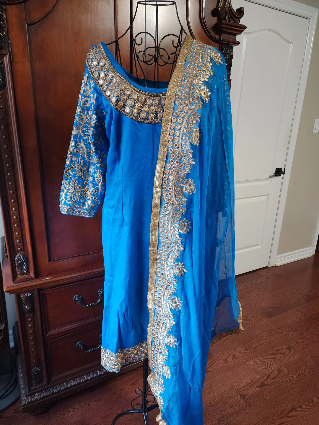 Blue Embroidered Salwar Kameez with Dupatta