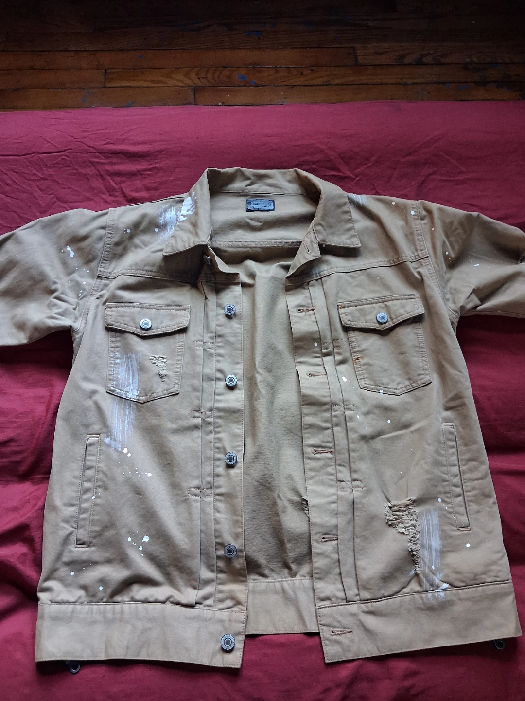 Distressed Tan Denim Jacket