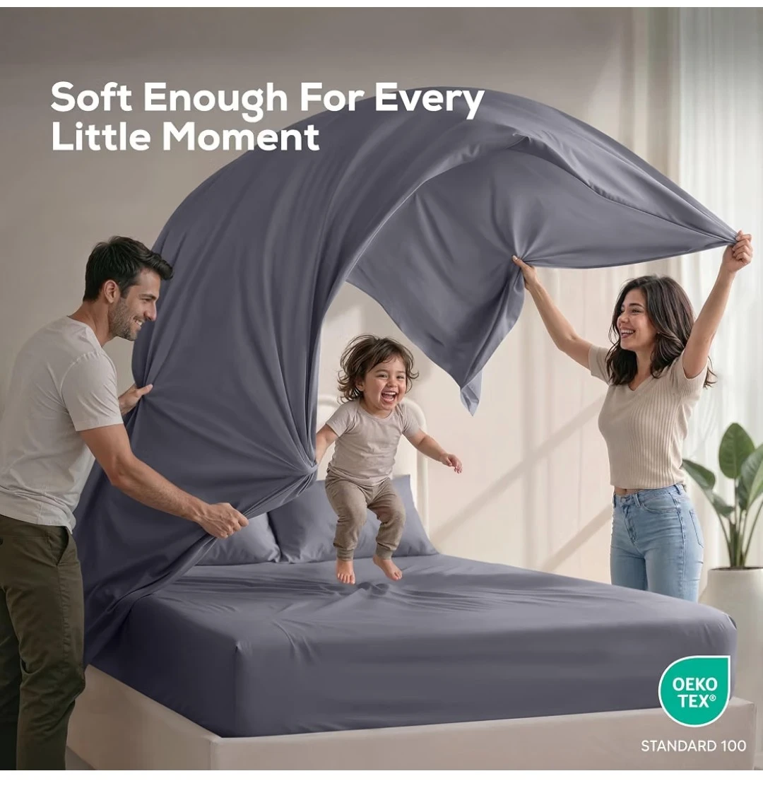3pcs Soft Grey Bed Sheet Set - photo 2