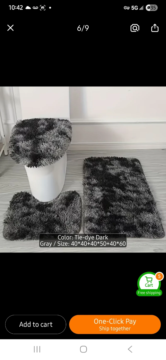 NEW 3-Piece Shaggy Bathroom Mat Set