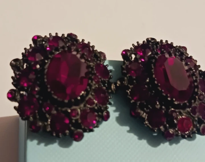 Gorgeous Magenta Rhinestone Cluster Earrings
