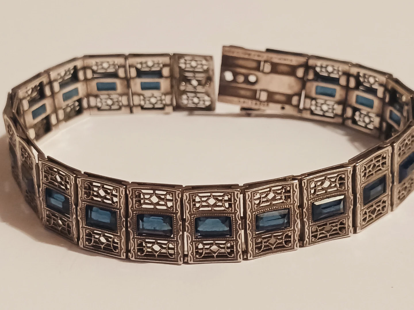 Simmons Signed Sterling Silver 925 Art Deco Filigree Bracelet